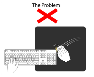 the problem: keyboard gets in the way of mouse